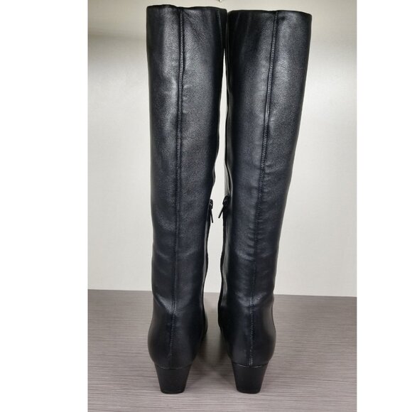 Vince Knee High Kitten Heel Boots, Black Leather, Womens Size 6.5 US / 36.5 - Picture 5 of 11